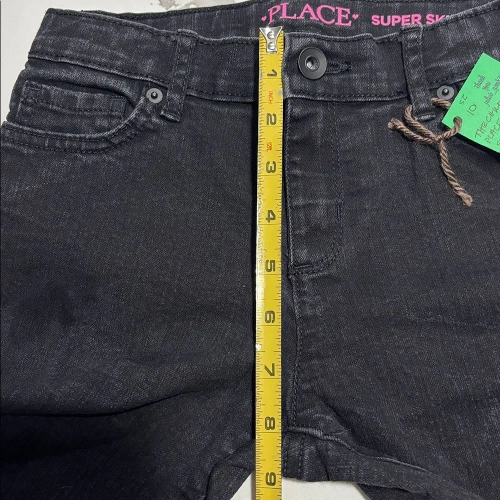 The Children’s Place Big Girls Black Dark Wash Super Skinny Denim Ankle Jeans 10